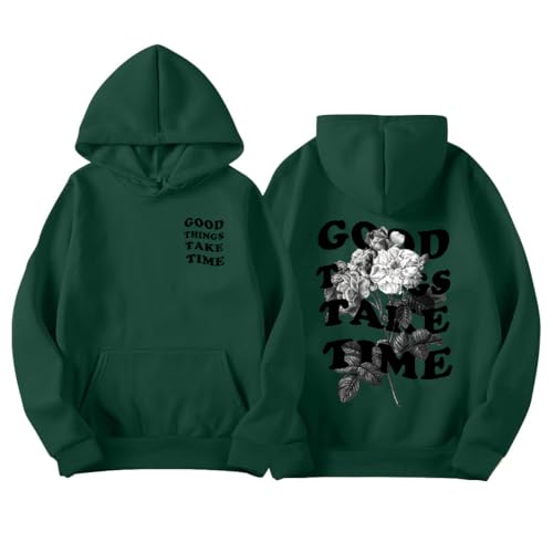 Yegirlzs Herren Kapuzenpullover Vintage Hoodie Männer mit Backprint Sweatshirt mit Kapuze Langarm Kapuzenpulli Vintage Oversize Streetwear Frühling Herbst Winter A Grün XXL von Yegirlzs