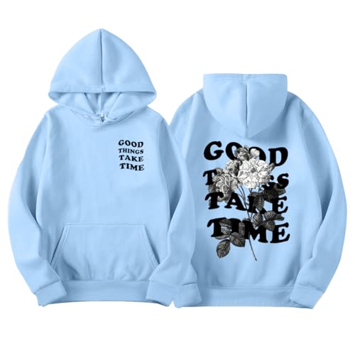 Yegirlzs Herren Kapuzenpullover Vintage Hoodie Männer mit Backprint Sweatshirt mit Kapuze Langarm Kapuzenpulli Vintage Oversize Streetwear Frühling Herbst Winter A Hellblau M von Yegirlzs