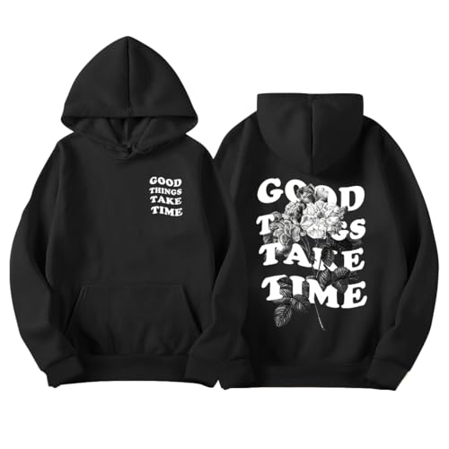 Yegirlzs Herren Kapuzenpullover Vintage Hoodie Männer mit Backprint Sweatshirt mit Kapuze Langarm Kapuzenpulli Vintage Oversize Streetwear Frühling Herbst Winter A Schwarz M von Yegirlzs