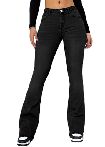 Yegirlzs Schlaghose Damen Bootcut Jeans High Waist Flared Jeans Stretch Jeanshosen Denim Hosen A Schwarz S von Yegirlzs