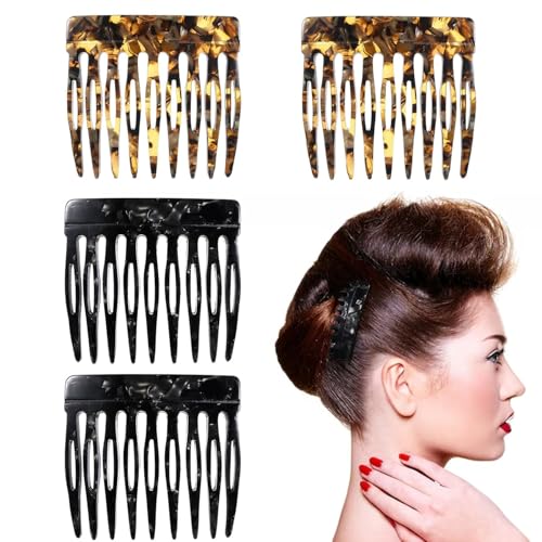 Yehanxue 4-teiliges Set mit kleinen französischen Seitenkamm-Clips für Frauen mit feinem Haar, French Twisted Hair Bun Styling, Hochzeit und Date Zubehör Yehanxue 4-teiliges Set mit kleinen französischen Seitenkamm-Clips für Frauen mit feinem Haar, French Twisted Hair Bun Styling, Hochzeit und Date Zubehör von Yehanxue