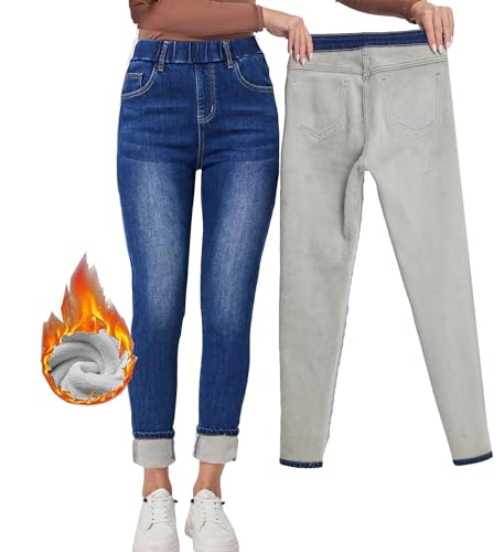 Yehopere Damen Winter Fleece Gefüttert Jeans Slim Fit Warm Skinny High Waist Denim Jeans, Elasticwaist Style01, S Yehopere Damen Winter Fleece Gefüttert Jeans Slim Fit Warm Skinny High Waist Denim Jeans, Elasticwaist Style01, S von Yehopere