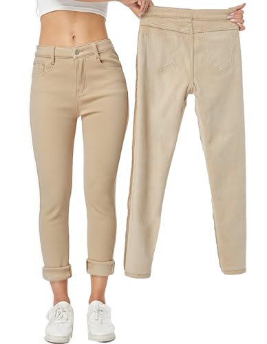 Yehopere Damen-Jeans für Winter - Gefütterte Hose mit Fleece, Körperbetonte Passform im Slim-Fit-Stil, Warme Skinny-Jeans mit Hoher Taille, X-Groß von Yehopere