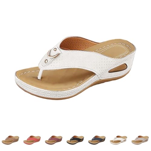 2025 Orthopädische Hausschuhe Damen Sommer Open Bequeme Bogenstütze Leichte Elegante Hausschuhe Mit Keilabsatz Rutschfeste Flip Flops Meer Haus Sandalen Slippers Leder Flip Flop Strand Dusche, Weiß 2025 Orthopädische Hausschuhe Damen Sommer Open Bequeme Bogenstütze Leichte Elegante Hausschuhe Mit Keilabsatz Rutschfeste Flip Flops Meer Haus Sandalen Slippers Leder Flip Flop Strand Dusche, Weiß von Yekdmxop