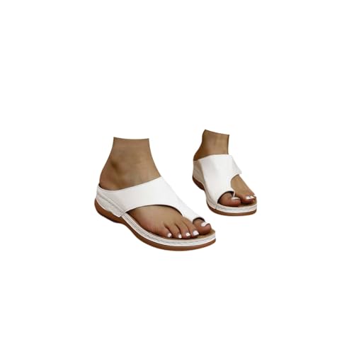 2025 Orthopädische Hausschuhe Damen Sommer Open Bequeme Unterstützung Bogen Leder Sandalen Elegante Sandalen Mit Keilabsatz Leichte Hausschuhe Meer Haus Flip Flop Rutschfeste Slippers Hausschuhe von Yekdmxop