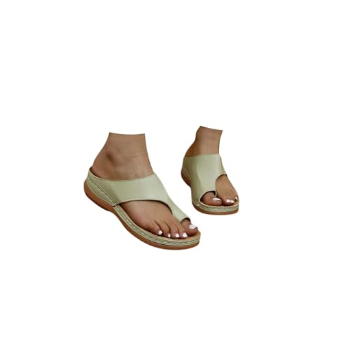 2025 Orthopädische Hausschuhe Damen Sommer Open Bequeme Unterstützung Bogen Leder Sandalen Elegante Sandalen Mit Keilabsatz Leichte Hausschuhe Meer Haus Flip Flop Rutschfeste Slippers Hausschuhe von Yekdmxop
