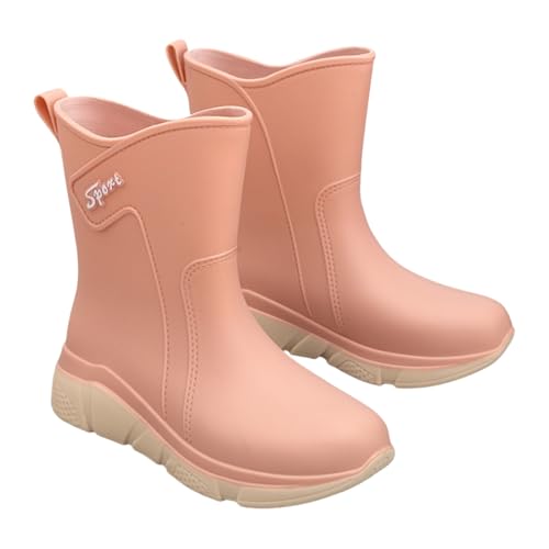 Regenstiefel Damen Gummi Bunte Hohe Stiefel Wasserdicht Rutschfest Stiefeletten Garten PVC Regenschuhe Elegant Rain Boots Bequeme Angeln Wasserschuhe Mode Gartenarbeit Schnee Outdoor, rot, 38 EU von Yekdmxop