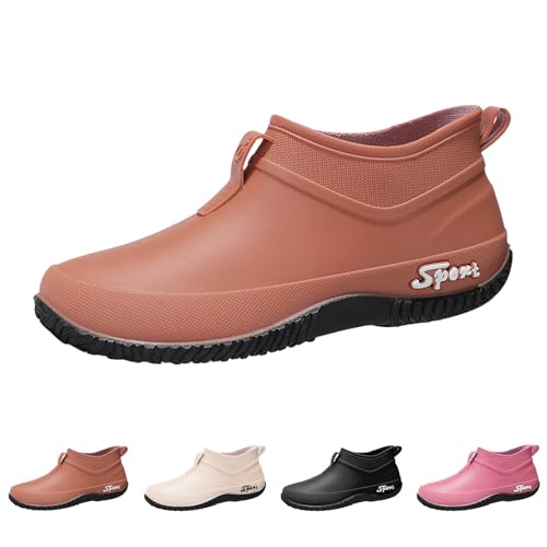 Regenstiefel Damen Gummi Bunte Stiefeletten Niedrige Stiefel Rutschfest Wasserdicht Kurze Stiefel PVC Rain Boots Elegante Regenschuhe Mode Gartenarbeit Wasserschuhe Bequeme Outdoor Schnee Angeln von Yekdmxop