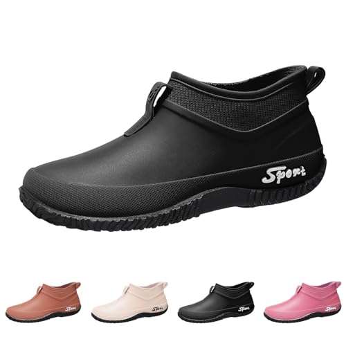 Regenstiefel Damen Gummi Bunte Stiefeletten Niedrige Stiefel Rutschfest Wasserdicht Kurze Stiefel PVC Rain Boots Elegante Regenschuhe Mode Gartenarbeit Wasserschuhe Bequeme Outdoor Schnee Angeln von Yekdmxop