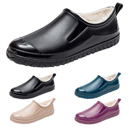 Regenstiefel für Damen, Gummi, rutschfest, niedrig, bunt, wasserdicht, kurze Stiefel, PVC, Regenschuhe, elegant, Wasserschuhe, Mode, Schnee, Rain Boots, bequem, Angeln, Gartenarbeit im Freien, Schwarz von Yekdmxop