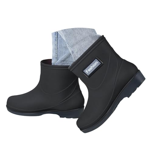 Regenstiefel für Damen, Gummi, rutschfest, niedrig, wasserdicht, bunt, kurze Stiefel, PVC, Rain Boots, bequeme Regenschuhe, elegant, Schnee, Wasserschuhe, Mode, Outdoor, Gartenarbeit, Angeln, Schwarz von Yekdmxop