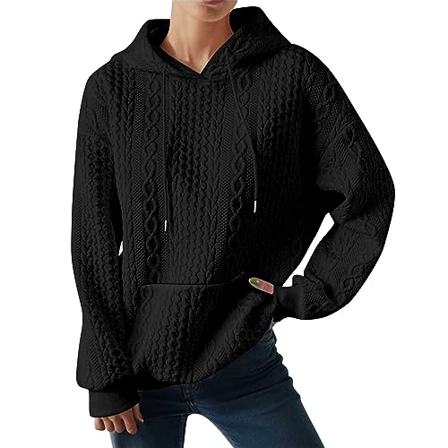 Yekdmxop Damen-Sweatshirt mit Kapuze personalisierte Hoodies Übergröße Elegante Streetwear mit Taschen Y2k Hoodie Übergrößen Pullover Damen Sport Sweatshirt Damen, Schwarz , 50 von Yekdmxop