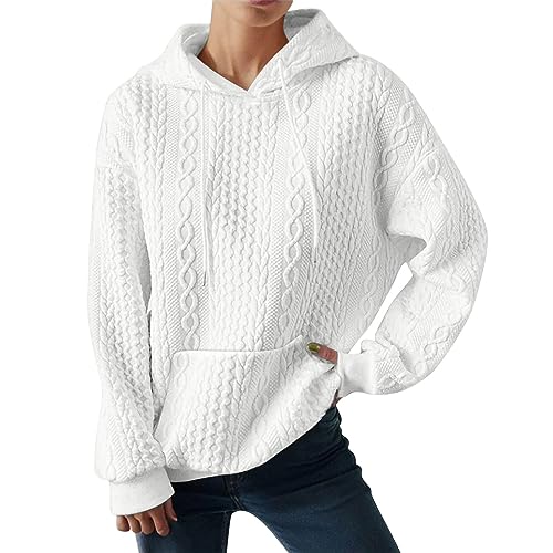 Yekdmxop Damen-Sweatshirt mit Kapuze personalisierte Hoodies Übergröße Elegante Streetwear mit Taschen Y2k Hoodie Übergrößen Pullover Damen Sport Sweatshirt Damen, Weiß, 52 von Yekdmxop