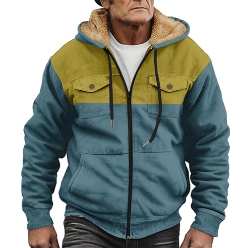 Yekdmxop Herren Hoodie Winter Sweatshirt Herren mit Reißverschluss Leichte Hoodies Multifunktionales Sweatshirt Vintage Pullover Warme Jacke Taschen Thermische Übergroße Pullover Jungen Und Männer, von Yekdmxop