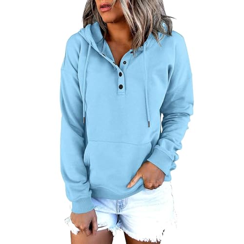 Yekdmxop Sweatshirt Damen Casual Hoodies Übergröße Elegante Streetwear Langarm Leichtes Sweatshirt Damen Personalisierte Pullover Slim Fit Hoodie Angebote Sport Sweatshirt Damen, hellblau, L von Yekdmxop