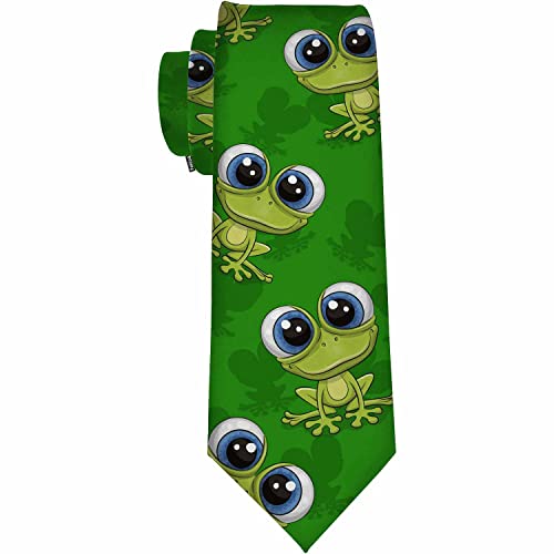 Yekiua Leaping Frog Herren Krawatte Lustig Cartoon Frosch Urlaub Festival Lustige Krawatten für Männer Formal Occasion Hochzeit Krawatte Grün von Yekiua