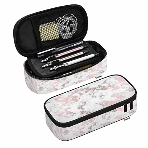 Yekiua Marmor-Federmäppchen, schöne abstrakte Glitzer-Marmorierung, großes Fassungsvermögen, Federmäppchen, Stifthalter, Roségold von Yekiua