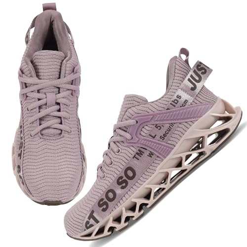 Yelang Arbeitsschuhe mit Stahlkappe für Damen und Herren, Atmungsaktiv, Leicht, Unisex (F Lila, EU Schuhgrößensystem, Erwachsene, Damen, Numerisch, M, 40) von Yelang