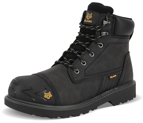 Yelang Sicherheitsschuhe mit Stahlkappe, rutschfeste Arbeitsschuhe, Schwarze Industriestiefel (Schwarz, Erwachsene, 43, Numerisch, EU Schuhgrößensystem, M) Yelang Sicherheitsschuhe mit Stahlkappe, rutschfeste Arbeitsschuhe, Schwarze Industriestiefel (Schwarz, Erwachsene, 43, Numerisch, EU Schuhgrößensystem, M) von Yelang