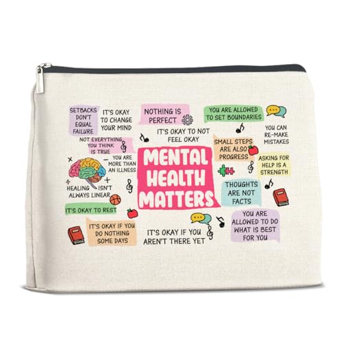 Mental Health Gifts for Women, Inspirational Mental Health Makeup Bag, Positive Affirmations Gifts, Motivational Gift for Friends Mom Daughter Sister Bestie, Self Love Gifts Mental Health Cosmetic von YeleY