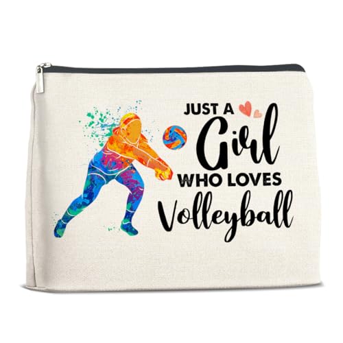 Volleyball-Geschenke für Volleyball-Spieler-Teams – Mädchen Volleyball Geschenkideen – Volleyball-Geschenke für Mädchen Teenager Mädchen – Just a Girl Who Loves Volleyball Make-up-Tasche von YeleY