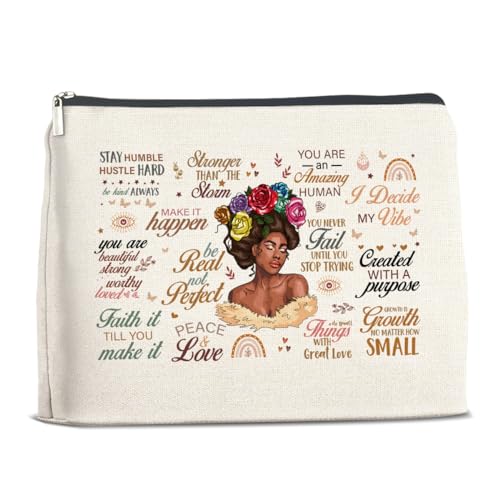 YeleY African American Gifts Make-up-Tasche für schwarze Frauen, inspirierende Kosmetiktasche, Geschenk für Freunde, Schwestern, Bestie, Mutter, Tante, schwarzes Mädchen, Make-up-Tasche mit von YeleY