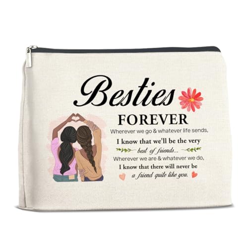 YeleY Bestie Gift for Women Her - Gift for Bestie - Friendship Gifts for Women Sisters Work Besties BFF Best Friends - Bestie Makeup Bag - Bestie Forever Cosmetic Bag Makeup Zipper Pouch, Mehrfarbig von YeleY