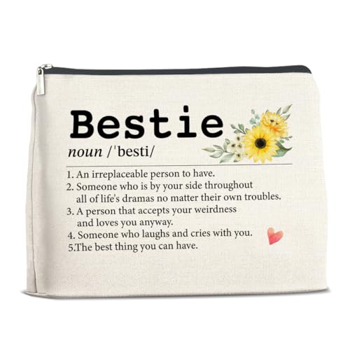 YeleY Bestie Gifts for Women, Best Friend Makeup Bag, Thank You Gift for Bestie Soul Sister BFF, Bestie Definition Cosmetic Bag Friendship Makeup Zipper Pouch, Mehrfarbig von YeleY