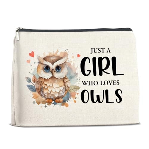 YeleY Eulen-Geschenke für Eulenliebhaber, Mädchen, Eulen-Geschenke – Eulen-Geschenkideen, Make-up-Tasche für Mädchen, Teenager, Mädchen, Tochter, Schwester, Bestie – Just a Girl Who Loves Owls von YeleY