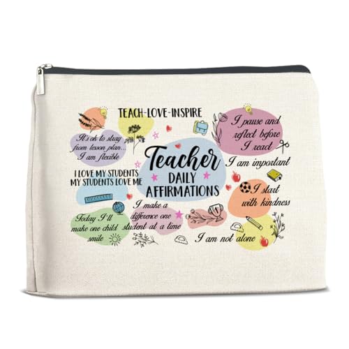 YeleY Gifts for Teacher, Best Teacher Gift Makeup Bag, Inspirational Gifts for Women Teachers, Teacher Daily Affirmations, Teacher Cosmetic Bag, Mehrfarbig von YeleY