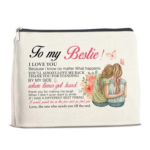 YeleY Lustige Bestie Gifts Make-up-Tasche, Dankeschön-Geschenk für Frauen Freunde Bestie Soul Sister BFF, Bestie Kosmetiktasche Geschenk für Weihnachten Geburtstag Abschluss, Mehrfarbig von YeleY