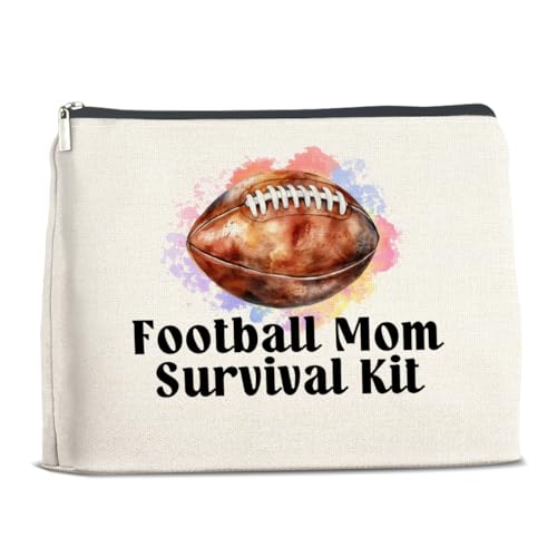 YeleY Make-up-Tasche mit Fußball-Mom, Geschenk für Frauen, Fußballliebhaber, Geschenk für Teenager, Mädchen, Tochter, Kosmetiktasche, Dankeschön-Geschenke für Fußball, Mutter, Make-up-Tasche mit von YeleY