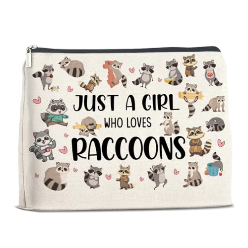 YeleY Waschbär-Geschenke für Mädchen – Geschenke für Waschbär-Liebhaber – Make-up-Tasche für Mädchen, Teenager, Mädchen, Tochter, Schwester – Just a Girl Who Loves Raccoons Kosmetiktasche, von YeleY