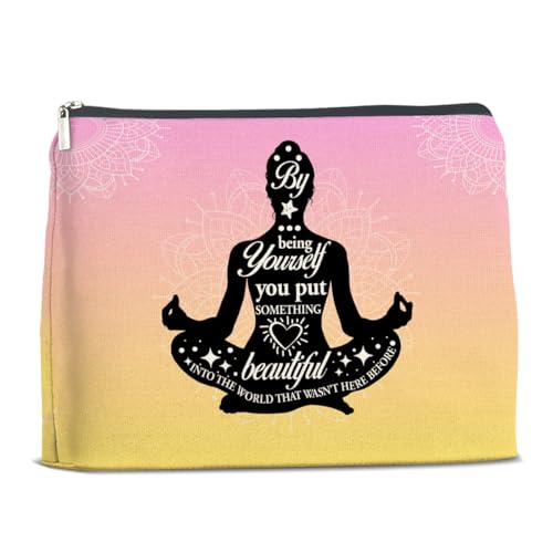 Yoga-Mädchen-Geschenke – Geschenke für Yoga-Liebhaber Frauen – Yoga-Liebhaber-Geschenkideen – Yoga-Liebhaber-Make-up-Tasche – Yoga-Mädchen-Kosmetiktasche, Make-up-Tasche mit Reißverschluss, Mehrfarbig von YeleY