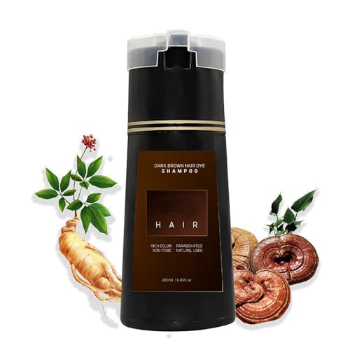 Mildes natürliches Haarfärbeshampoo,Hair Dye Shampoo,Sanftes Haarfärbeshampoo,Hair Instant Dye Shampoo für Männer und Frauen,Hair Dye Shampoo 3 in 1,Hair Color Shampoo Haarpflege (Dunkelbraun) von Yelewy