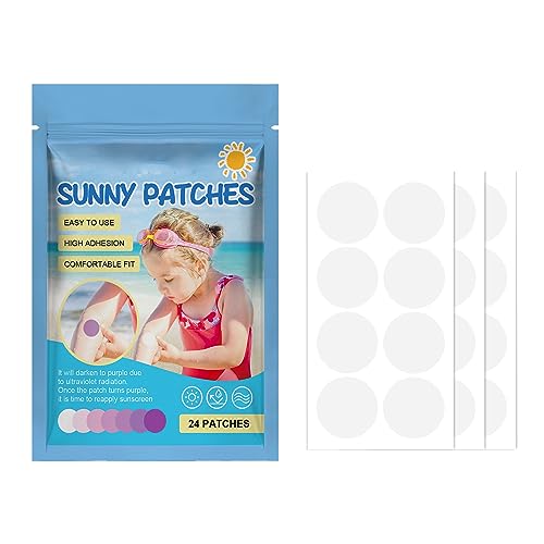 UV-Aufkleber für Sonnenschutz,Sonnenschutz-Punkte Aufkleber,UV-Sonnenschutz Aufkleber für Gesicht Körper,UV-Erkennungspflaster für Kinder und Erwachsene,Wasserfeste Sonnenschutz-Aufkleber(24 Stück) von Yelewy