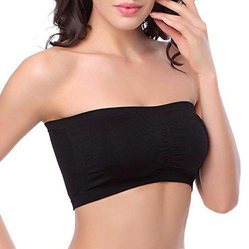 Yellcn 2pcs Ultimate Lifter Stretch trägerloser BH, Frauen nahtloser Bandeau Crop Rohr Top BH trägerlose gepolsterte Bralette (Color : 1, Size : 3XL) von Yellcn