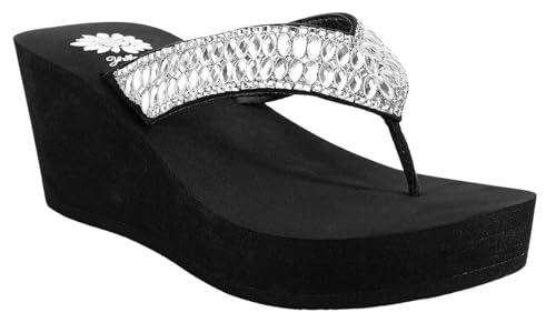 Yellow Box Damen Ashana Wedge Sandal, Round Toe 2.75 Inch Heel 1 Inch Platform Comfortable Flip Flop, Transparent, 38.5 EU von Yellow Box