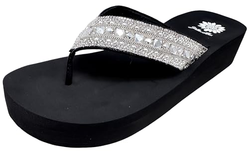 Yellow Box Damen Callie Wdge Sandalen Round Toe 1.75 Inch Heel 1 Inch Platform Comfortable Flip Flop, Transparent, 38.5 EU von Yellow Box