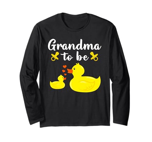 Babyparty mit Aufschrift Grandma to Be, gelbe Ente für Jungen oder Mädchen Langarmshirt von Yellow Duck Baby Shower For Grandma To Be
