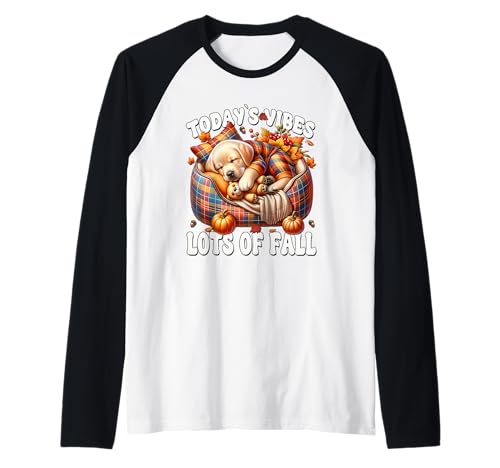 Labrador Mom Graphic for Women Funny Autumn-Sayings for Fall Raglan von Yellow Labrador Retriever Gifts For Fall Lovers