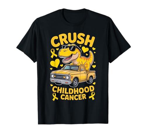 Crush Kindheit Krebs Bewusstsein Monster Truck Dinosaurier Kinder T-Shirt Crush Kindheit Krebs Bewusstsein Monster Truck Dinosaurier Kinder T-Shirt von Yellow Ribbon Dino Truck Childhood Cancer Support