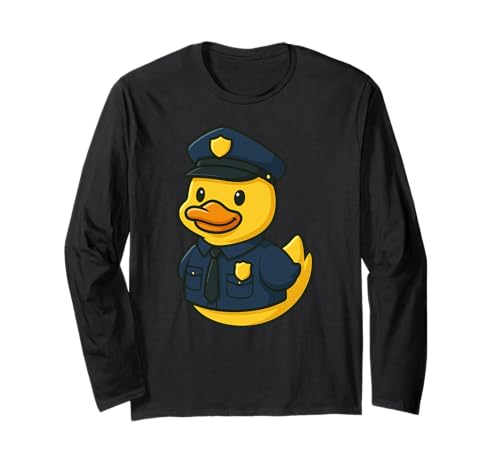 Gelbe Ente Polizist Tierliebhaber Zoo Jungen Mädchen Kinder Langarmshirt von YellowDuckAxis