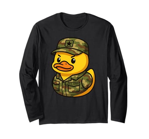 Gelbe Ente US Army Tierliebhaber Soldat Zoo Jungen Mädchen Kinder Langarmshirt von YellowDuckAxis