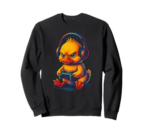 Gamer Yellow Duck Gaming Videospiele Tier Jungen Mädchen Kinder Sweatshirt von YellowDuckAxis1