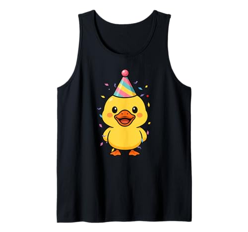 Gelbe Ente Geburtstag Party Hut Geburtstag Jungen Mädchen Kinder Tank Top von YellowDuckAxis1