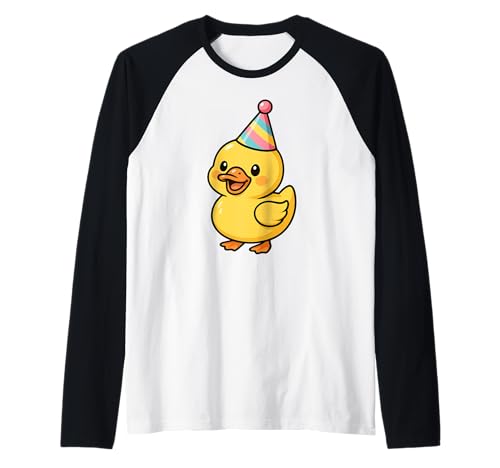 Gelbe Ente Happy Birthday Party Hut Geburtstag Jungen Mädchen Kinder Raglan von YellowDuckAxis1