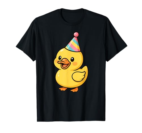 Gelbe Ente Happy Birthday Party Hut Geburtstag Jungen Mädchen Kinder T-Shirt von YellowDuckAxis1