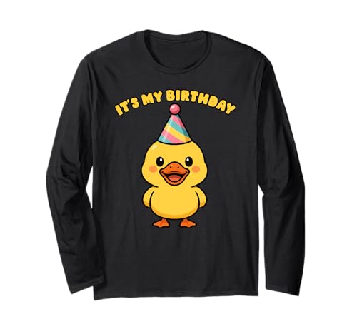 Yellow Duck It's My Birthday Partyhut für Jungen Mädchen Kinder Langarmshirt Yellow Duck It's My Birthday Partyhut für Jungen Mädchen Kinder Langarmshirt von YellowDuckAxis1