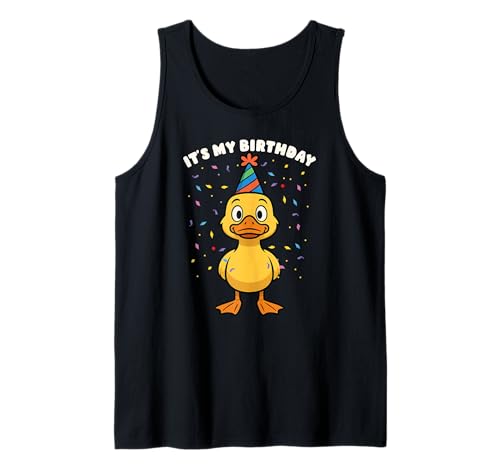Yellow Duck It's My Birthday Partyhut für Jungen Mädchen Kinder Tank Top Yellow Duck It's My Birthday Partyhut für Jungen Mädchen Kinder Tank Top von YellowDuckAxis1